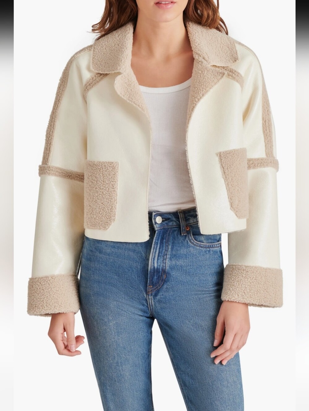 Steve Madden Faux Shearling Trim Faux Leather Jacket Size XL